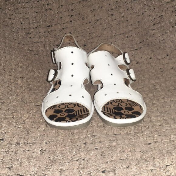 FLY LONDON-Ogla-White Leather-Dbl Buckle-Slingback-Sz 37-Excellent - Picture 3 of 8